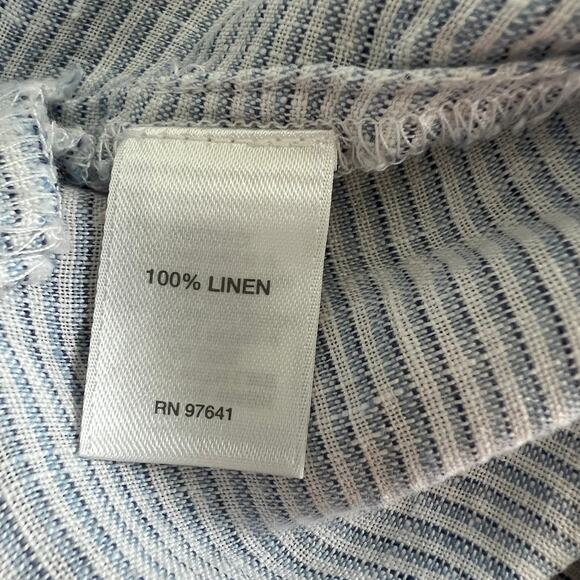 J.Jill Love Linen Long Sleeve Button Front Striped Tunic Top Women XL Blue/White - Picture 4 of 5